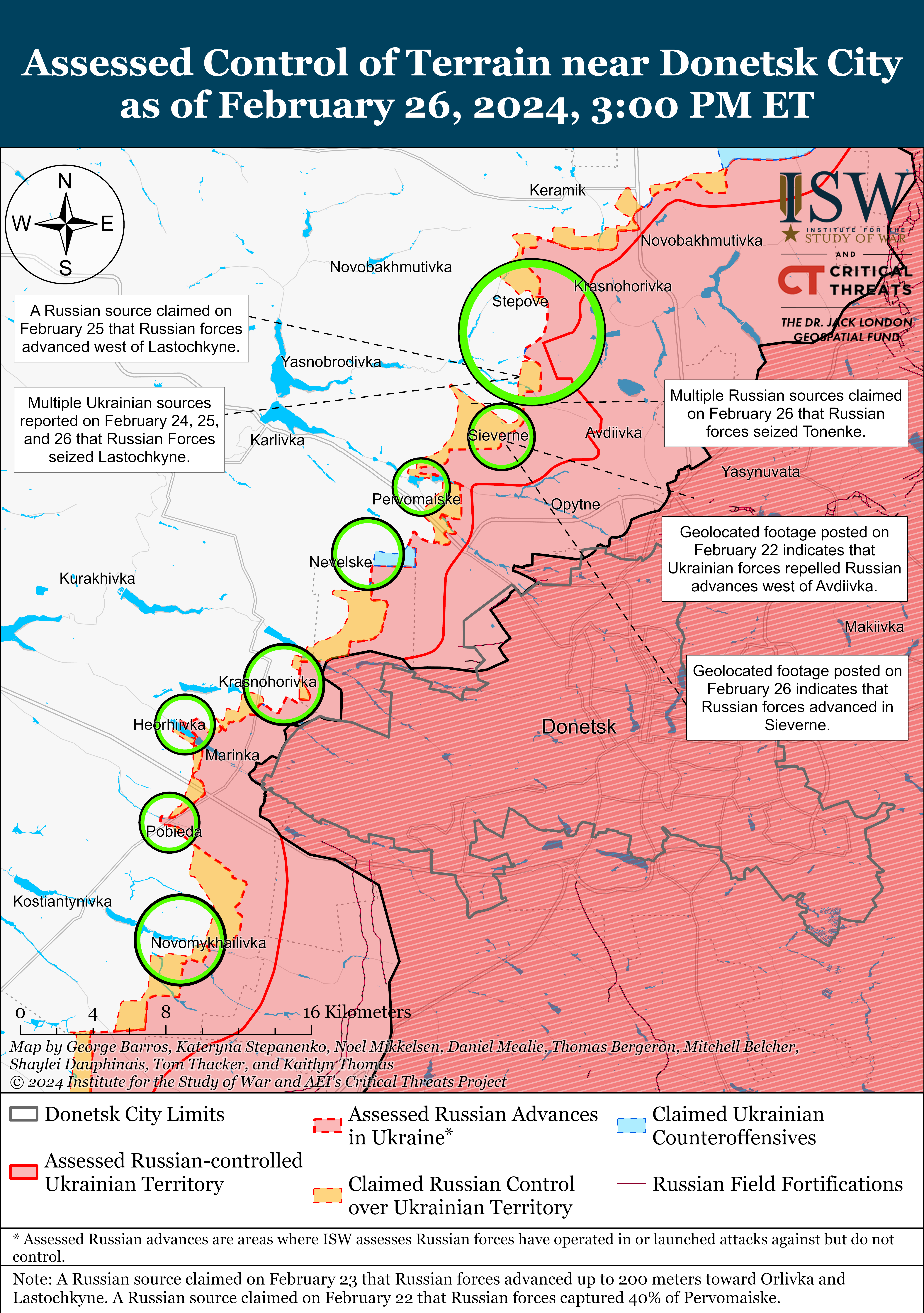 ISW Avdiivka Battle Map, 26 February 2024