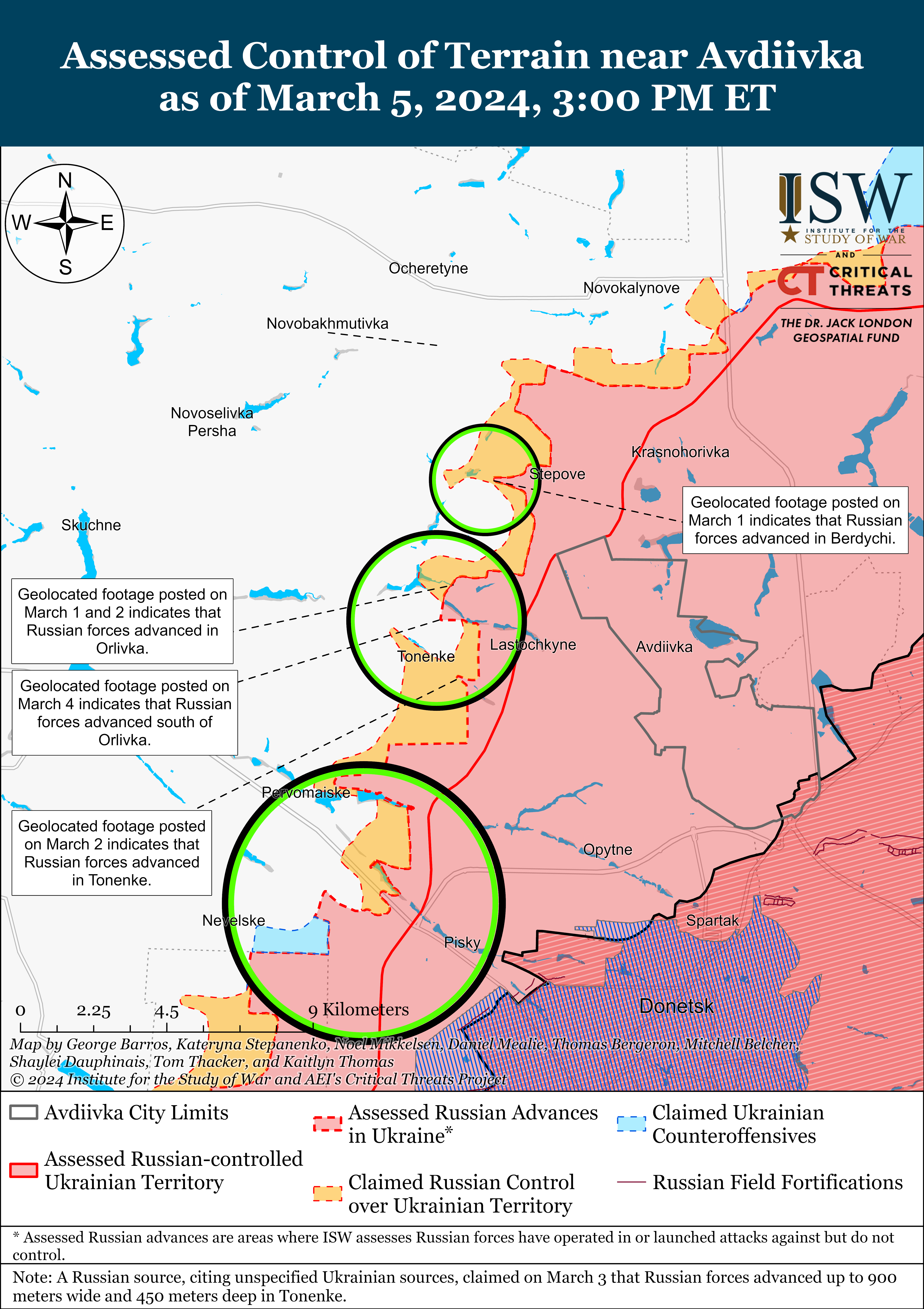 ISW West of Avdiivka Battle Map, 5 March 2024